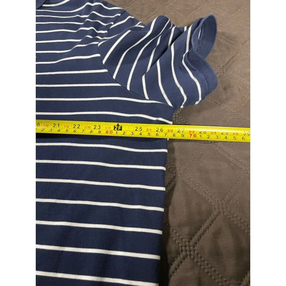 Polo Ralph Lauren Shirt Mens XXL Blue White Striped‎ Short Sleeve Soft Cotton